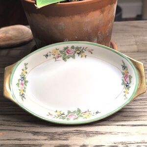 Vintage Gilded Hand Painted Floral Oval Relish Tray By Celebrate Made In Japan
